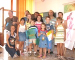 Children visiting the artists